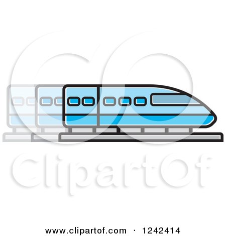 Clipart of a Blue Train in Motion - Royalty Free Vector Illustration by Lal Perera