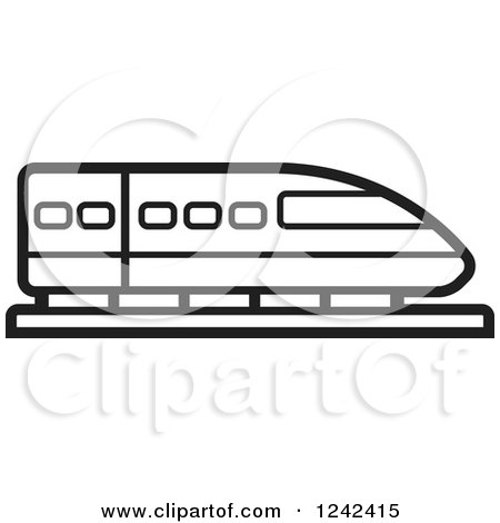 Clipart of a Black and White Train - Royalty Free Vector Illustration by Lal Perera