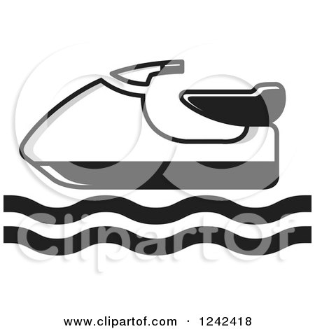 Clipart of a Black and White Water Scooter Jetski - Royalty Free Vector Illustration by Lal Perera