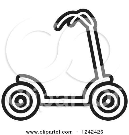 Clipart of a Black and White Scooter - Royalty Free Vector Illustration by Lal Perera