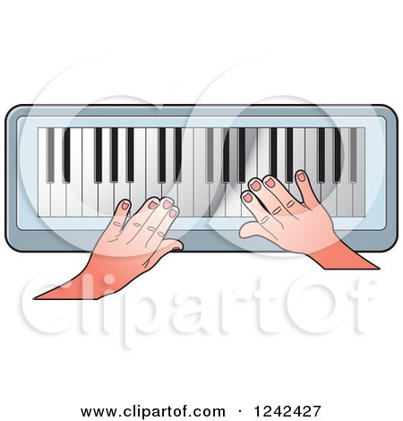 Clipart of Hands Playing a Keyboard Piano Organ - Royalty Free Vector Illustration by Lal Perera