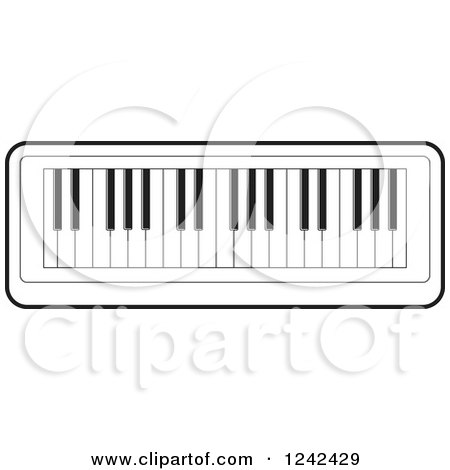 Clipart of a Black and White Keyboard Piano Organ - Royalty Free Vector Illustration by Lal Perera