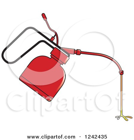 Clipart of a Dripping Red Oil Can - Royalty Free Vector Illustration by Lal Perera