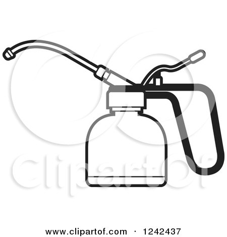 Clipart of a Black and White Oil Can - Royalty Free Vector Illustration by Lal Perera