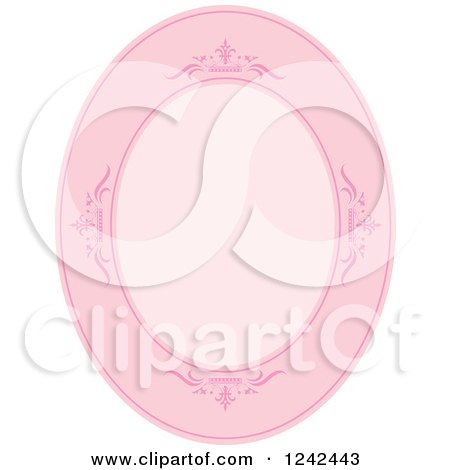 Clipart of a Pink Oval Ornate Background with Text Space - Royalty Free Vector Illustration by Lal Perera