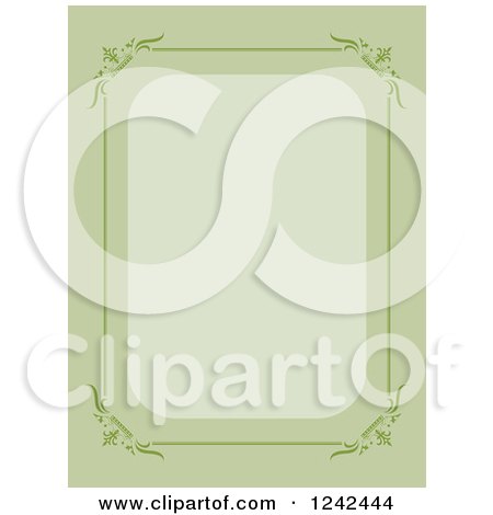 Clipart of a Green Ornate Background with Text Space - Royalty Free Vector Illustration by Lal Perera