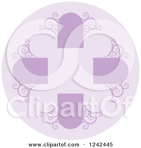 Clipart of a Round Purple Ornate Background with Text Space - Royalty Free Vector Illustration by Lal Perera