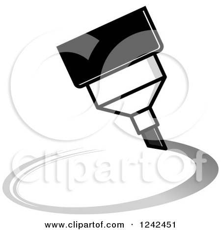Clipart of a Gray Marker Pen Drawing a Circle - Royalty Free Vector Illustration by Lal Perera