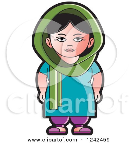 Clipart of an Indian Lady 5 - Royalty Free Vector Illustration by Lal Perera