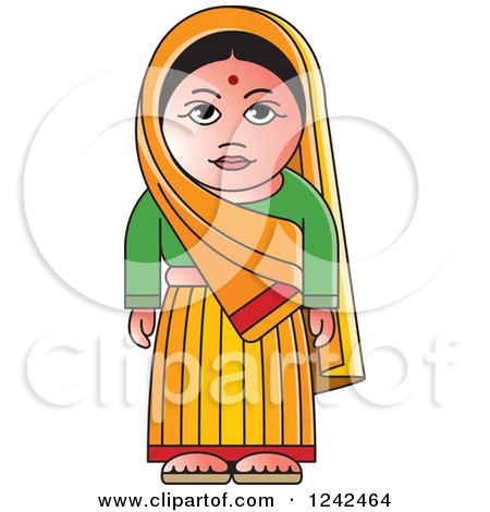 Clipart of an Indian Lady - Royalty Free Vector Illustration by Lal Perera