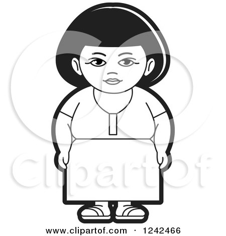 Clipart of a Black and White Indian Lady 7 - Royalty Free Vector Illustration by Lal Perera