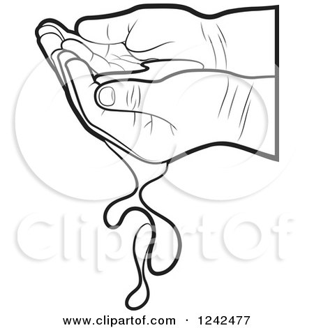 Clipart of Black and White Child's Hands with Water - Royalty Free Vector Illustration by Lal Perera