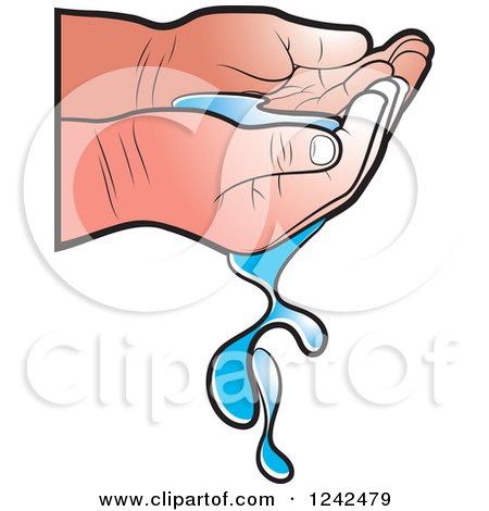 Clipart of a Caucasian Child's Hands with Water - Royalty Free Vector Illustration by Lal Perera
