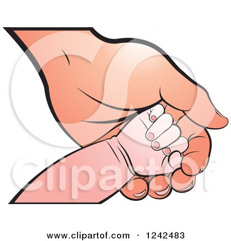 Clipart of a Baby Hand on a Mother's or Grandparent's Hand - Royalty Free Vector Illustration by Lal Perera