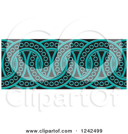 Clipart of a Border of Black and Turquoise Rings - Royalty Free Vector Illustration by Lal Perera
