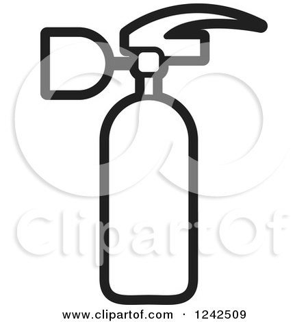 Clipart of a Black and White Fire Extinguisher - Royalty Free Vector Illustration by Lal Perera