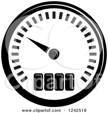 Clipart of a Black and White Dash Board Speedometer 2 - Royalty Free Vector Illustration by Lal Perera