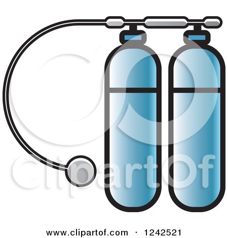 Clipart of Blue Diving Kit Oxygen Tanks - Royalty Free Vector Illustration by Lal Perera