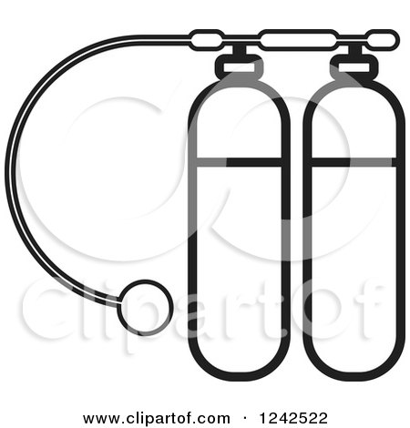 Clipart of Black and White Diving Kit Oxygen Tanks - Royalty Free Vector Illustration by Lal Perera
