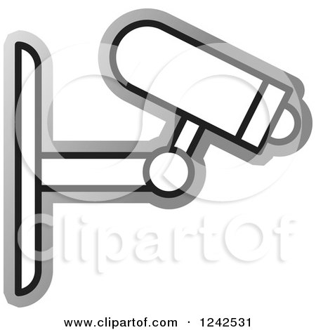 Clipart of a Grayscale Cctv Surveillance Camera - Royalty Free Vector Illustration by Lal Perera