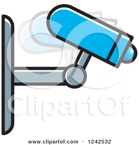 Clipart of a Blue Cctv Surveillance Camera - Royalty Free Vector Illustration by Lal Perera