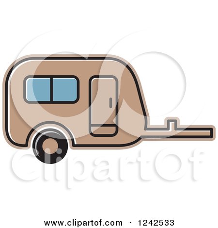 Clipart of a Brown Caravan Camper Trailer - Royalty Free Vector Illustration by Lal Perera