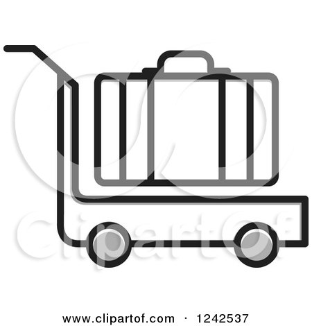 Clipart of a Luggage Cart and Suitcase - Royalty Free Vector Illustration by Lal Perera