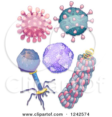 Clipart of Colorful Viruses - Royalty Free Vector Illustration by BNP Design Studio