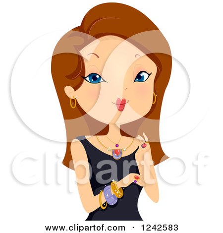 Clipart of a Woman Modeling Costume Jewelry - Royalty Free Vector Illustration by BNP Design Studio