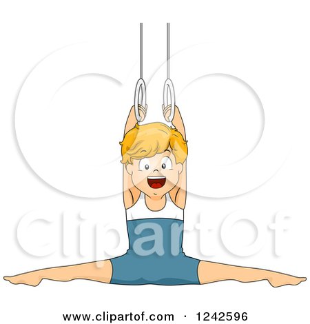 Clipart of a Happy Gymnast Boy on the Rings - Royalty Free Vector Illustration by BNP Design Studio