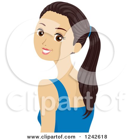 Clipart of a Beautiful Teen Girl with Her Hair in a Pony Tail, Looking Back - Royalty Free Vector Illustration by BNP Design Studio