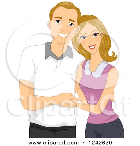Clipart of a Happy Blond Woman Embracing Her Father - Royalty Free Vector Illustration by BNP Design Studio