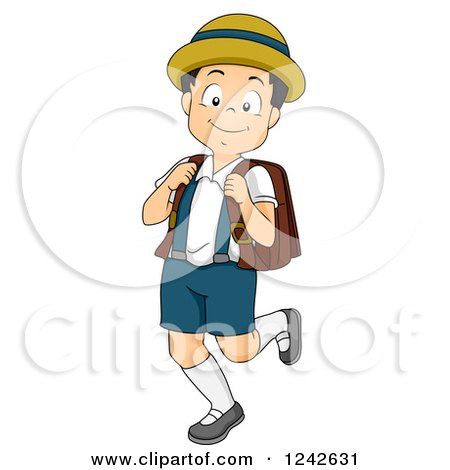 Clipart of a Happy Japanese Boy in a Common School Uniform - Royalty Free Vector Illustration by BNP Design Studio