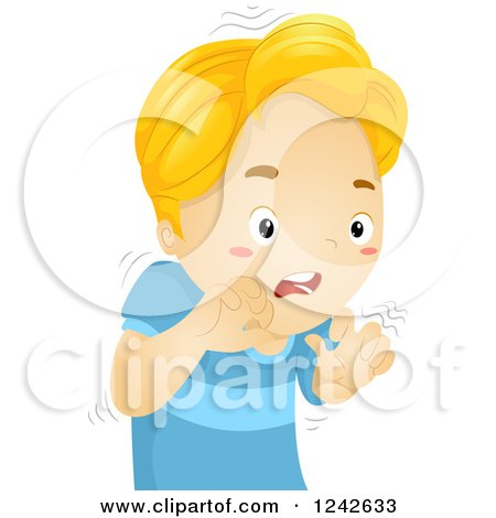 Clipart of a Nervous Boy Quivering - Royalty Free Vector Illustration by BNP Design Studio
