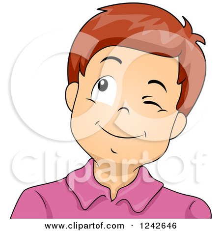Clipart of a Boy Looking up and Winking - Royalty Free Vector Illustration by BNP Design Studio