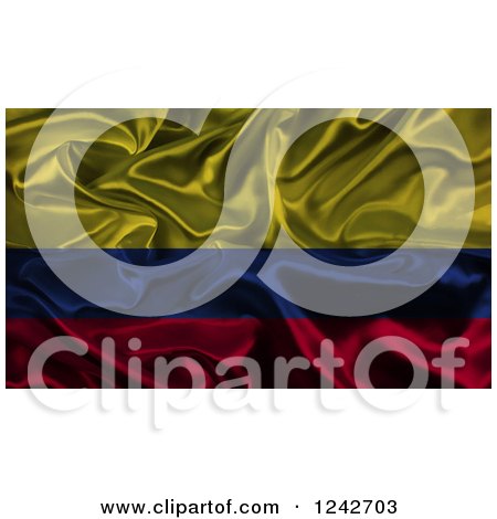 Clipart of a 3d Dark Crumpled Silky Colombian Flag - Royalty Free Illustration by KJ Pargeter