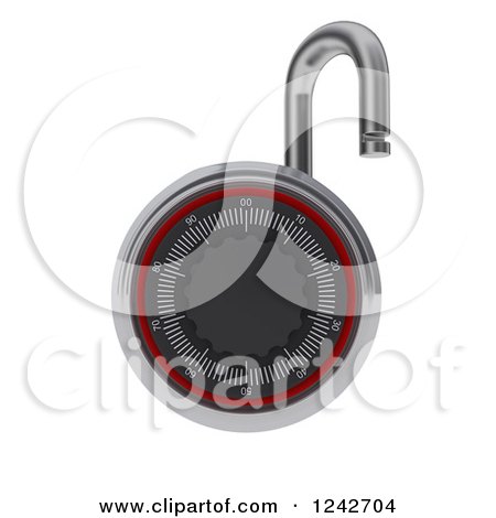 Clipart of a 3d Open Combination Lock over White - Royalty Free Illustration by KJ Pargeter