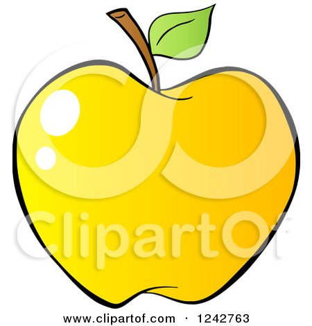 Clipart of a Gradient Yellow Apple - Royalty Free Vector Illustration by Hit Toon