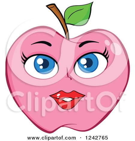 Clipart of a Pink Lady Apple Character - Royalty Free Vector Illustration by Hit Toon