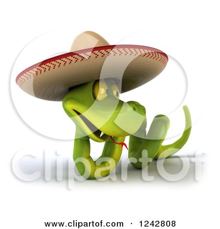 3d Green Mexican Snake Wearing a Sombrero Hat 3 Posters, Art Prints by ...