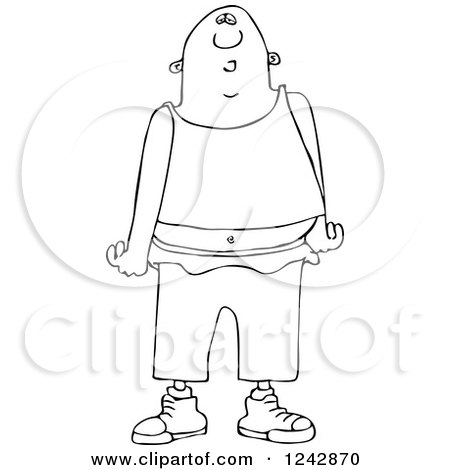 Clipart of a Black and White Gang Banger in Low Pants - Royalty Free Illustration by djart