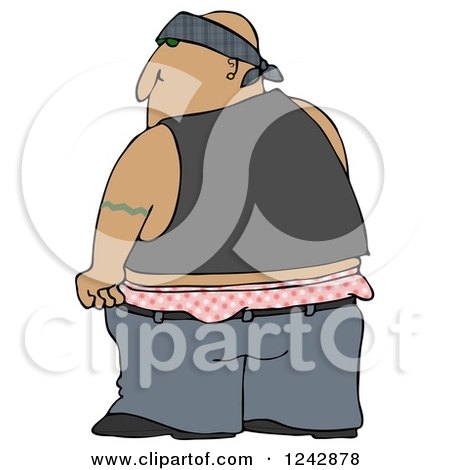 Clipart of a Rear View of a Hispanic Gang Banger with Low Pants - Royalty Free Illustration by djart
