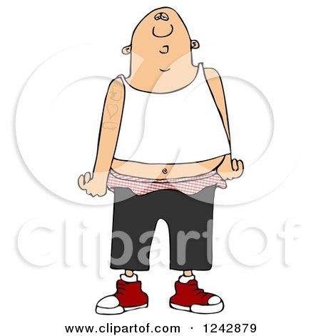 Clipart of a White Gang Banger Man in Low Pants - Royalty Free Illustration by djart