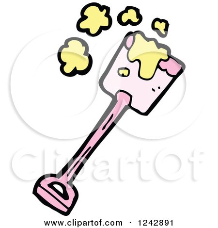 Clipart of a Digging Pink Shovel - Royalty Free Vector Illustration by lineartestpilot