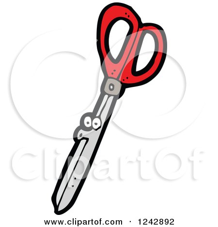 Clipart of a Whistling Pair of Scissors - Royalty Free Vector Illustration by lineartestpilot