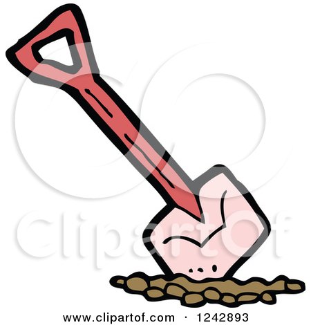 Clipart of a Pink Shovel - Royalty Free Vector Illustration by lineartestpilot
