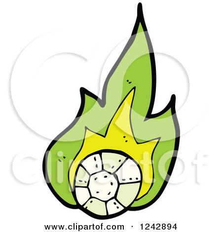 Clipart of a Soccer Ball with Green Flames - Royalty Free Vector Illustration by lineartestpilot