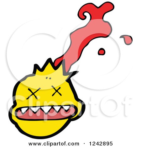 Clipart of a Dead Bleeding Emoticon - Royalty Free Vector Illustration by lineartestpilot