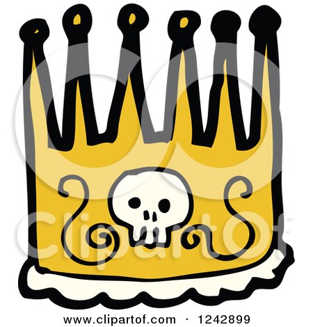 Clipart of a Gold Crown with a Skull - Royalty Free Vector Illustration by lineartestpilot