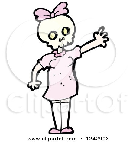 Clipart of a Waving Skeleton Girl - Royalty Free Vector Illustration by lineartestpilot